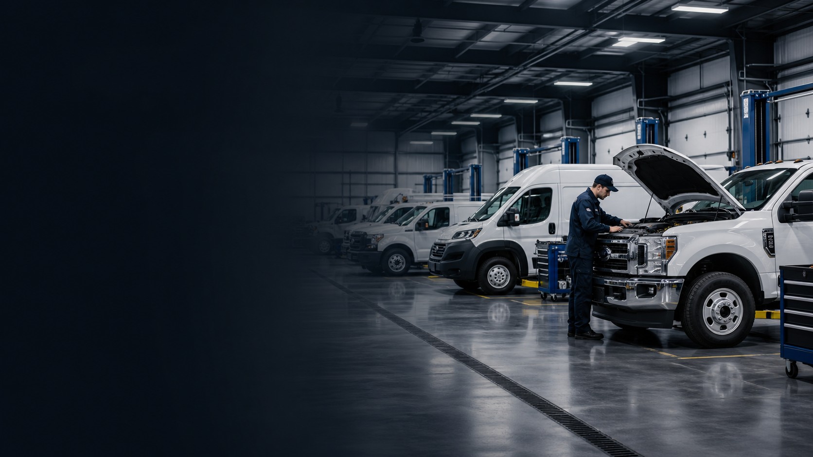 Fleet vehicle receiving professional automotive service